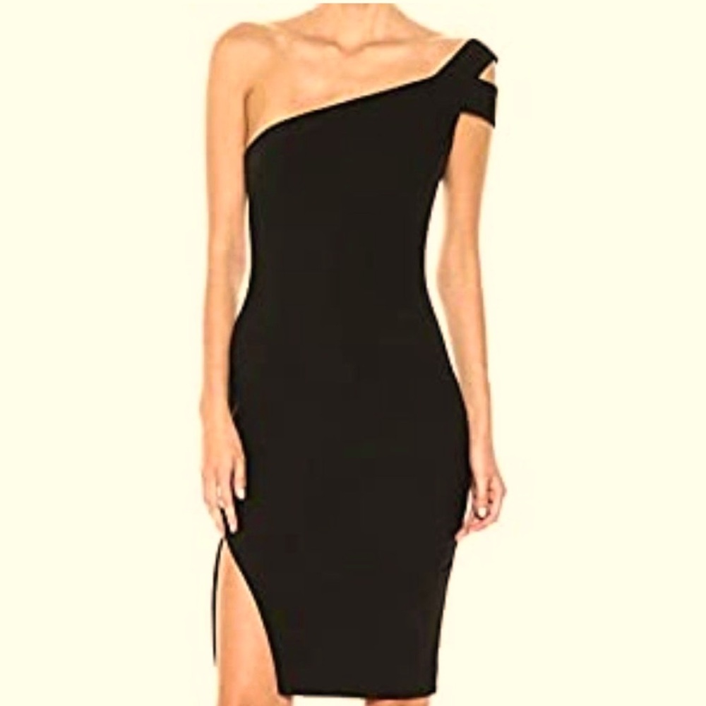 Likely Black One Shoulder Fitted Elegant Sophisticated Cocktail Dress Size 12